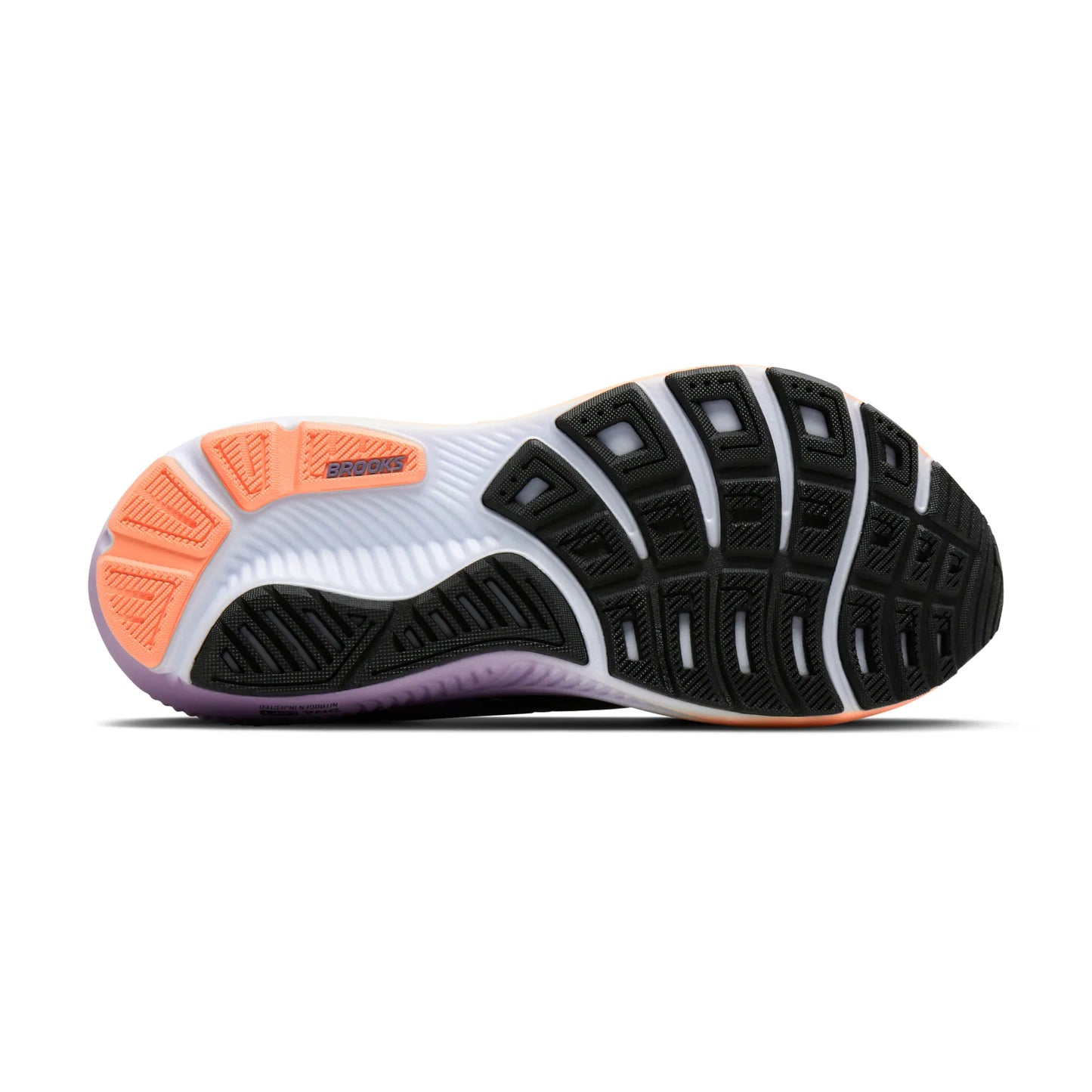 Brooks Damenlaufschuhe Ghost 18 Black/Mulled Grape/Peach, neutraler Straßenlaufschuh mit ausgewogener Dämpfung