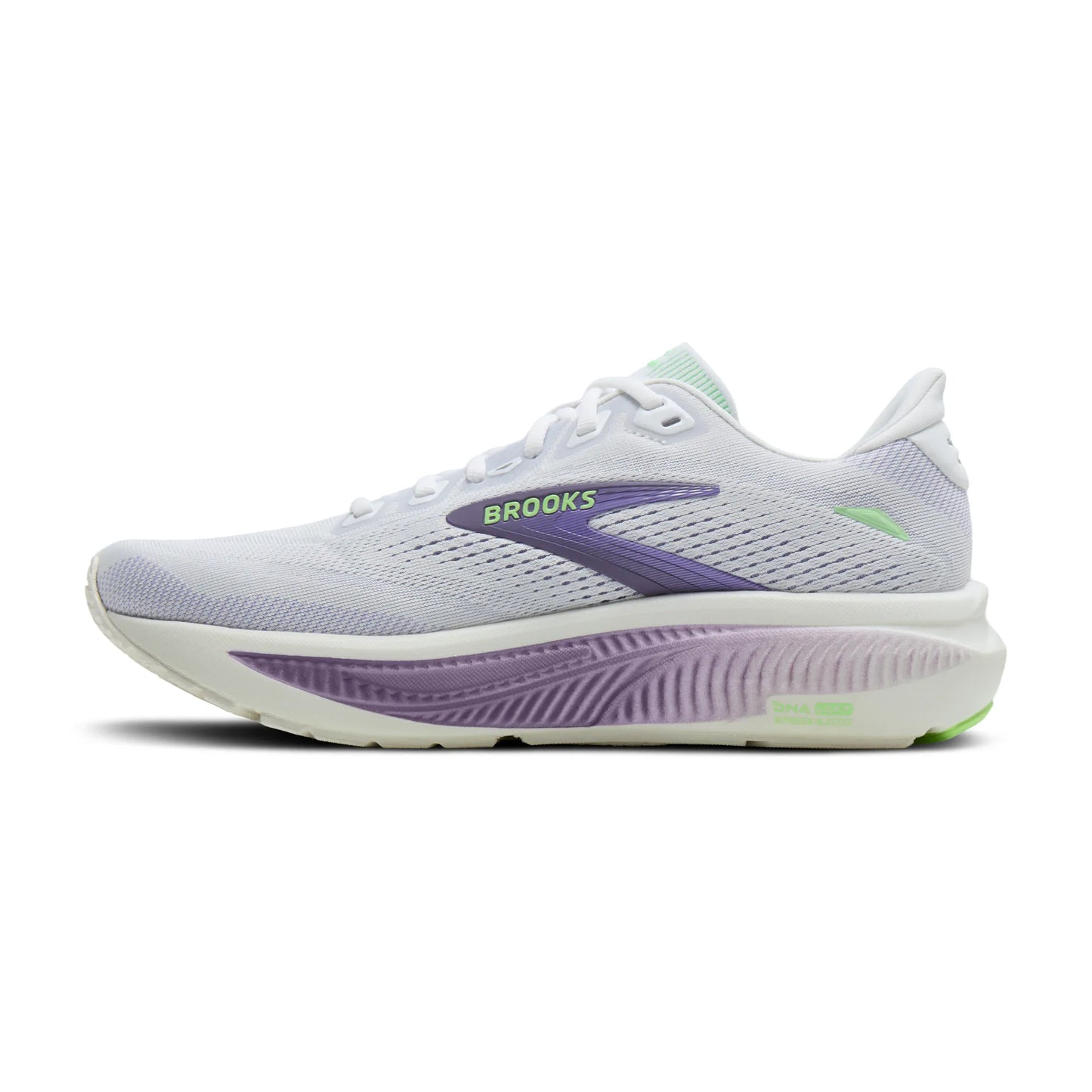 Brooks Damenlaufschuhe Ghost 18, White/Purple Hebe/Green - machsport