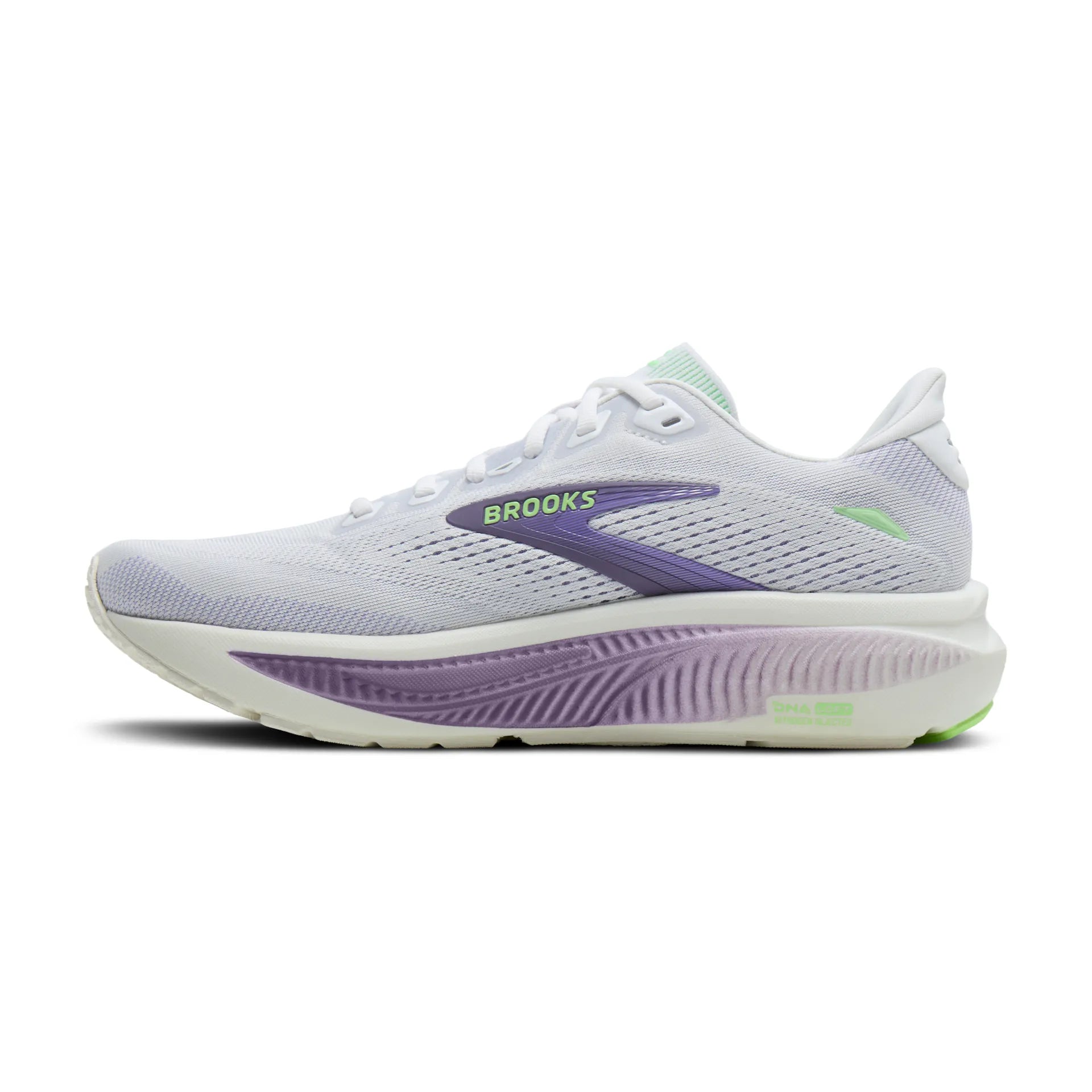 Brooks Damenlaufschuhe Ghost 18, White/Purple Hebe/Green - machsport – Bild 