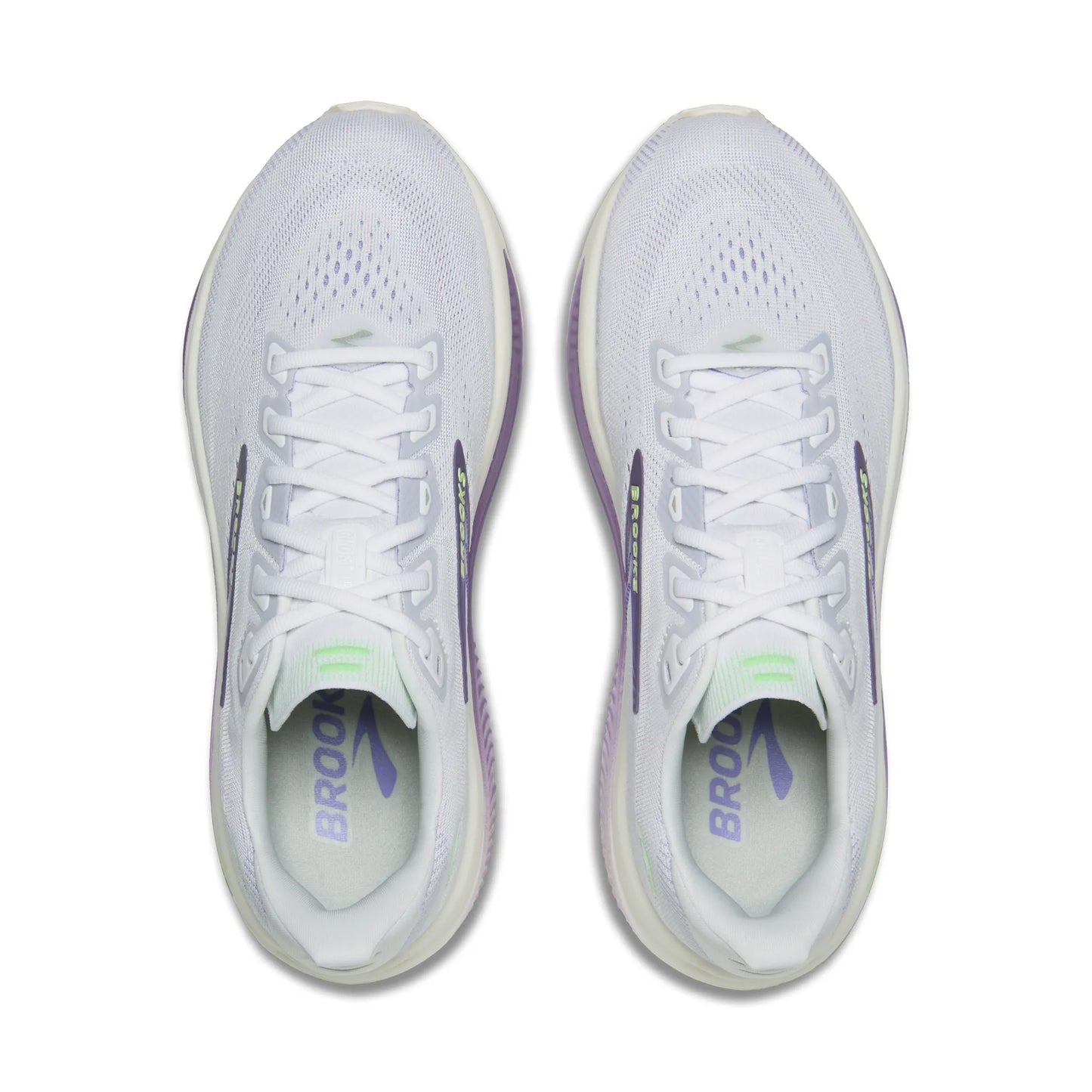 Brooks Damenlaufschuhe Ghost 18, White/Purple Hebe/Green - machsport