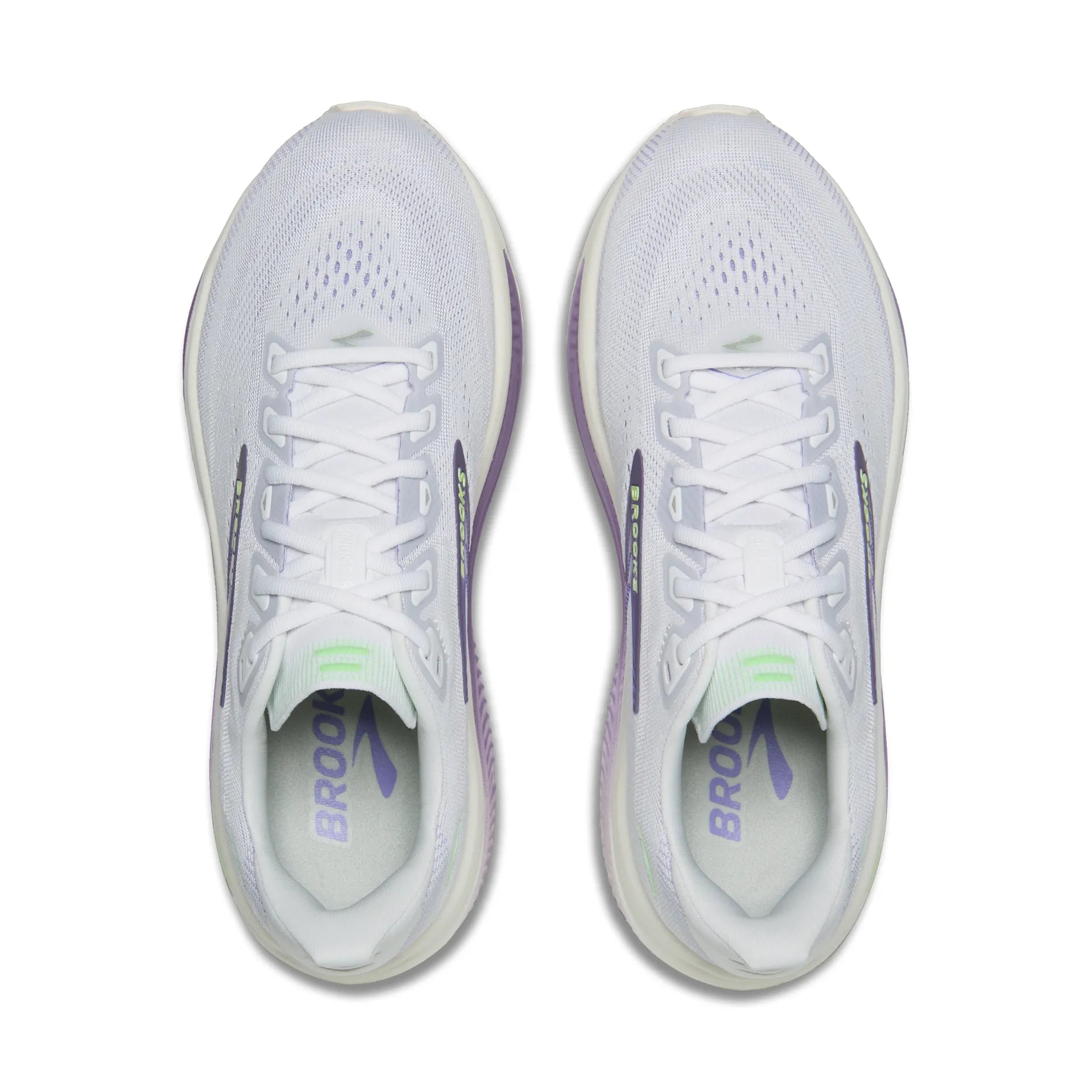 Brooks Damenlaufschuhe Ghost 18, White/Purple Hebe/Green - machsport – Bild 