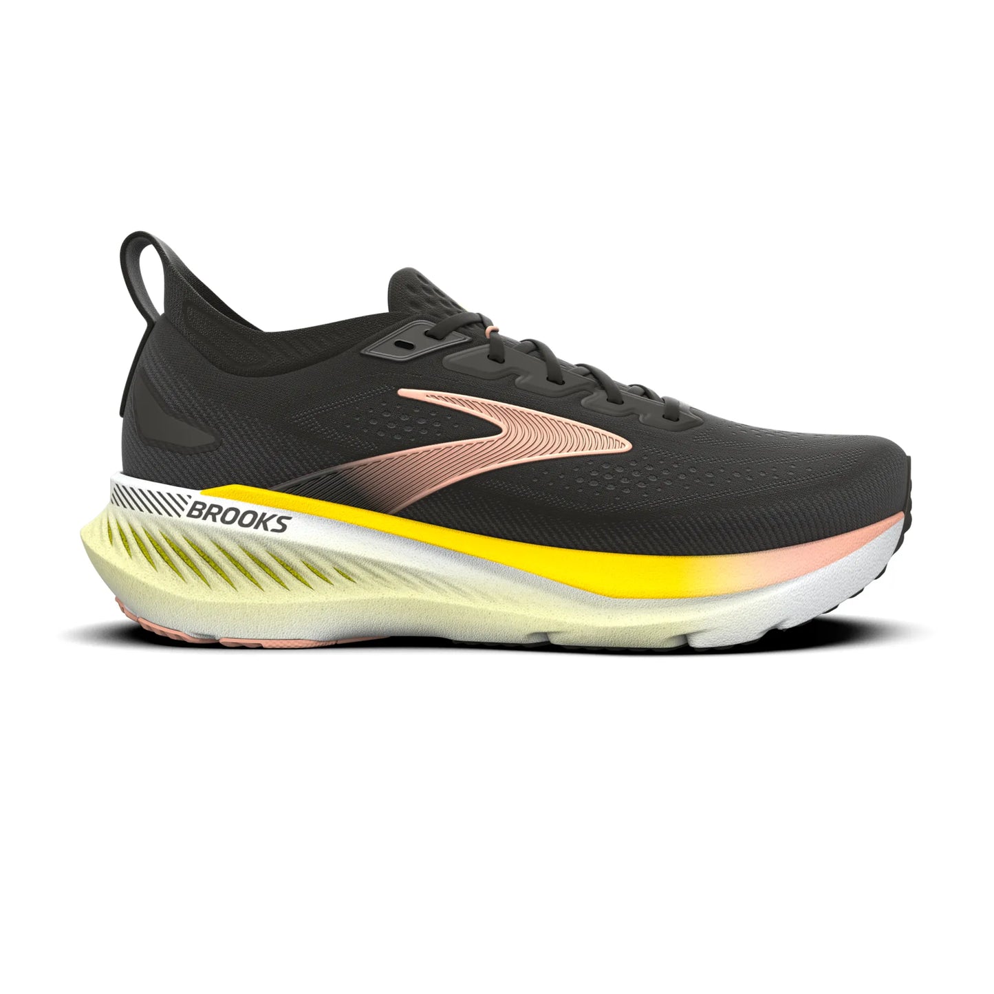 Brooks Damenlaufschuhe Glycerin GTS 23 Black/Peach/Nightlife, Stabilitätsschuh mit GuideRails Support