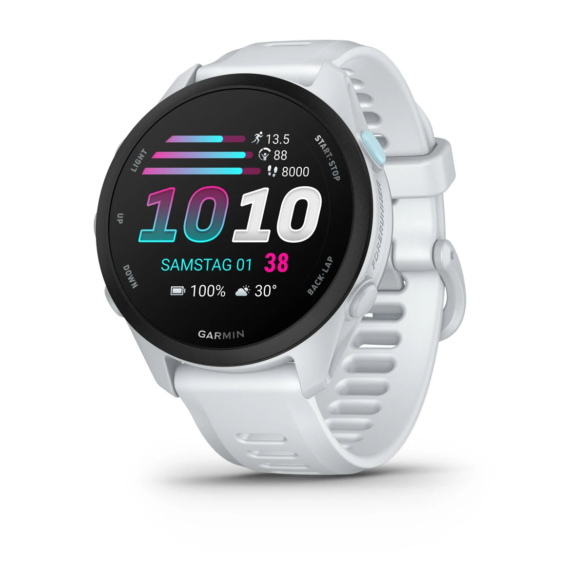 Garmin Forerunner 70, Steinweiss mit Schnellwechsel-Armband 20 mm Silikon – Bild 
