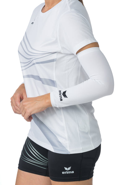 Erima Armsleeve, elastischer Armschutz für Sport, in Schwarz mit Logo, ideal für Armkompression und Schutz.