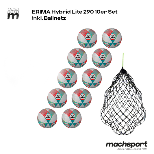 Erima Hybrid Lite 290 10er-Set inkl. Ballnetz, Größe 4 – 4