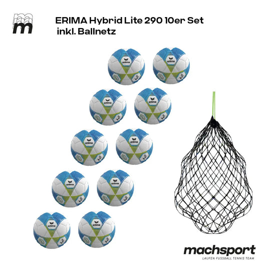 Erima Hybrid Lite 290 10er-Set inkl. Ballnetz, Größe 4 – 4