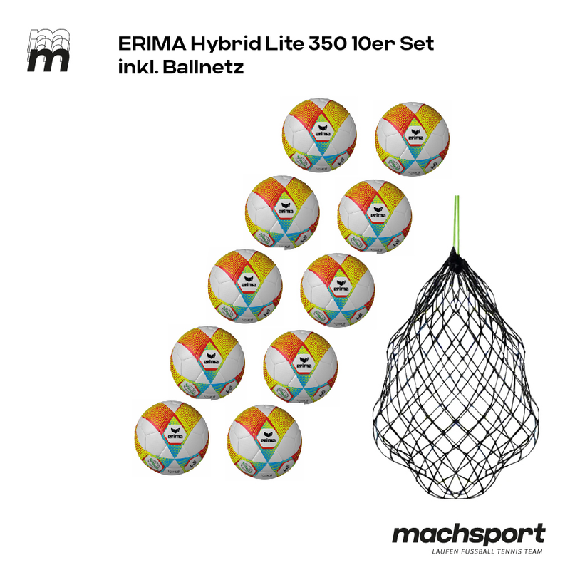 Erima Hybrid Lite 350 10er-Set inkl. Ballnetz - machsport – Bild 1
