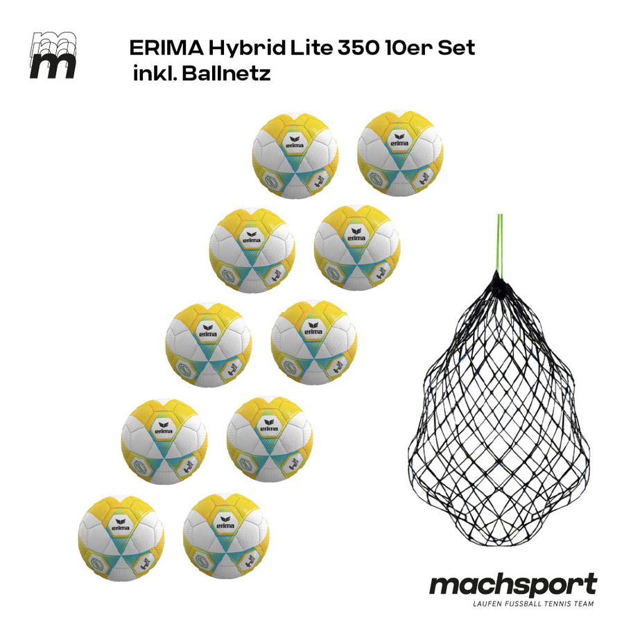 Erima Hybrid Lite 350 10er-Set inkl. Ballnetz, Größe 4 - machsport