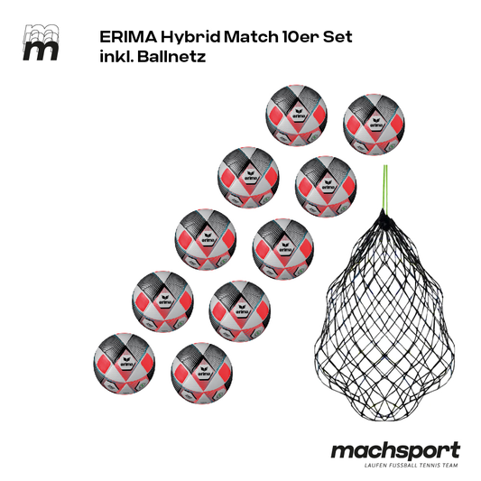 Erima Hybrid Match 10er-Set inkl. Ballnetz, Größe 5 – Default Title
