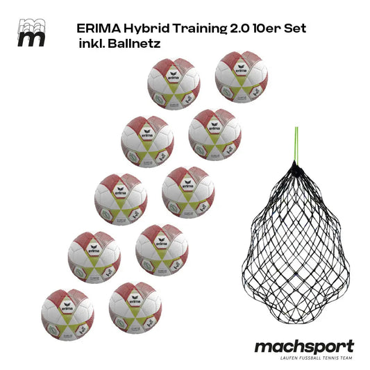 Erima Hybrid Training 2.0 10er-Set inkl. Ballnetz, Größe 4 und 5 – 5