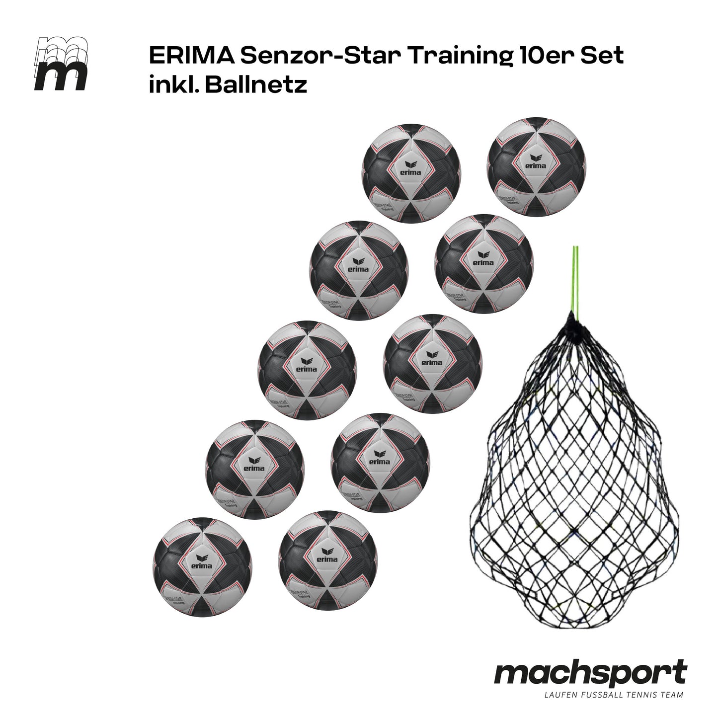 Erima Senzor-Star Training 10er Set inkl. Ballnetz - machsport