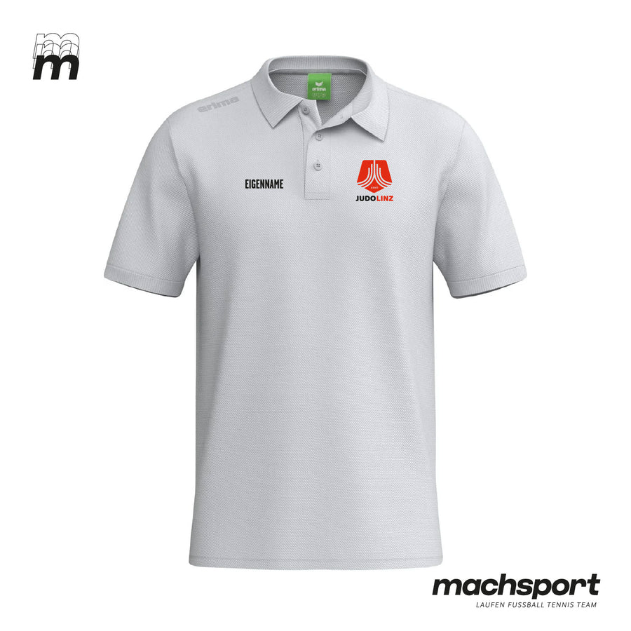 ASKÖ Judo Linz Poloshirt von Erima, Teamsport, bequemes, sportliches Polohemd mit Logo, auf weißem Hintergrund.