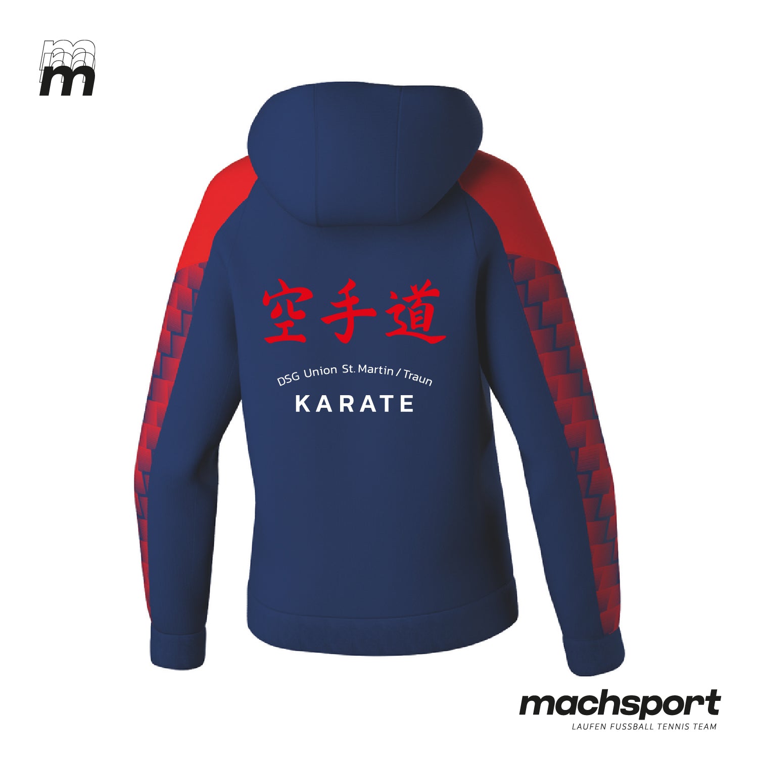 DSG Union St. Martin/Traun - Sektion Karate Trainingshoodie Damen inkl. Rückenlogo - machsport – Bild 