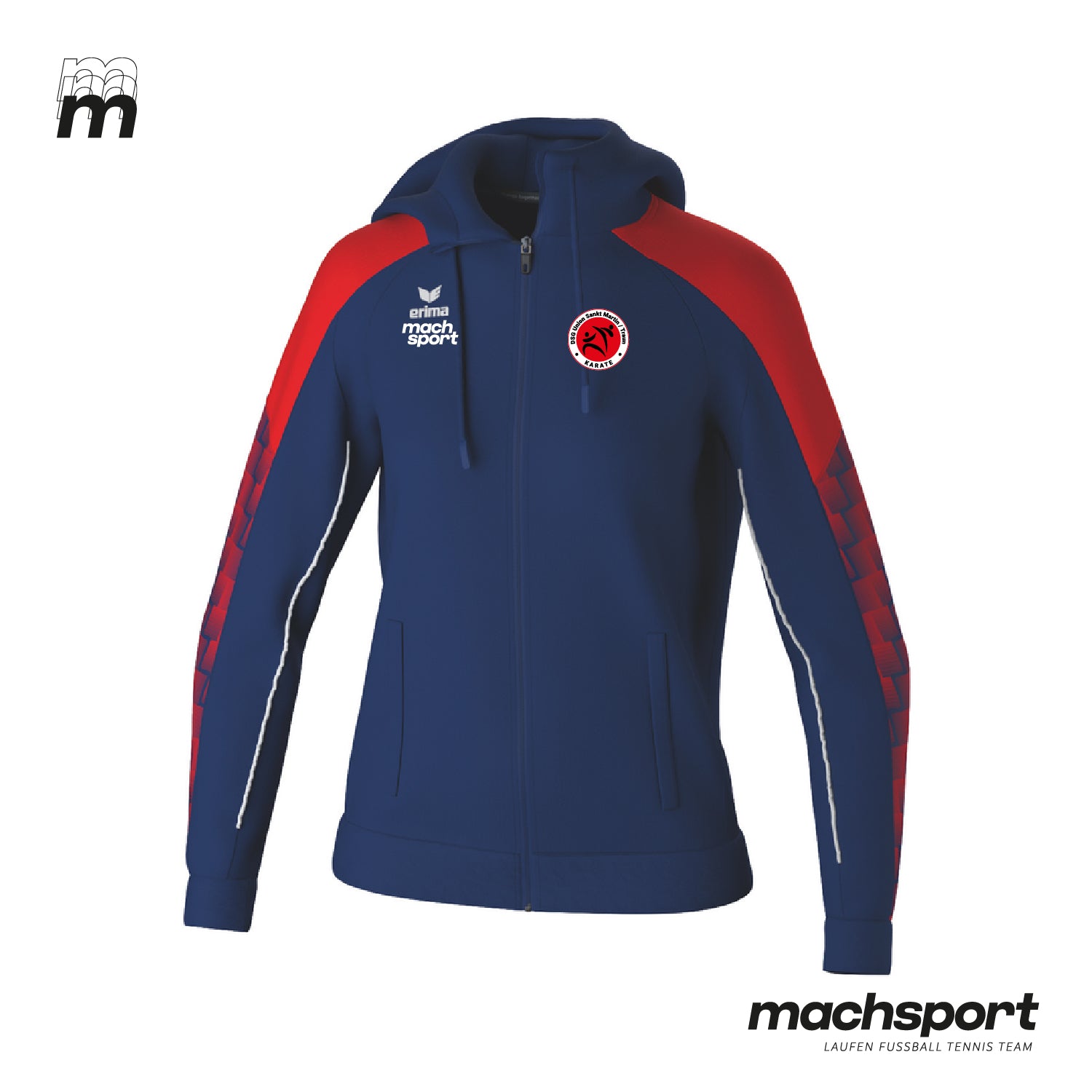 DSG Union St. Martin/Traun - Sektion Karate Trainingsjacke mit Kapuze Damen inkl. Rückenlogo - machsport – Bild 
