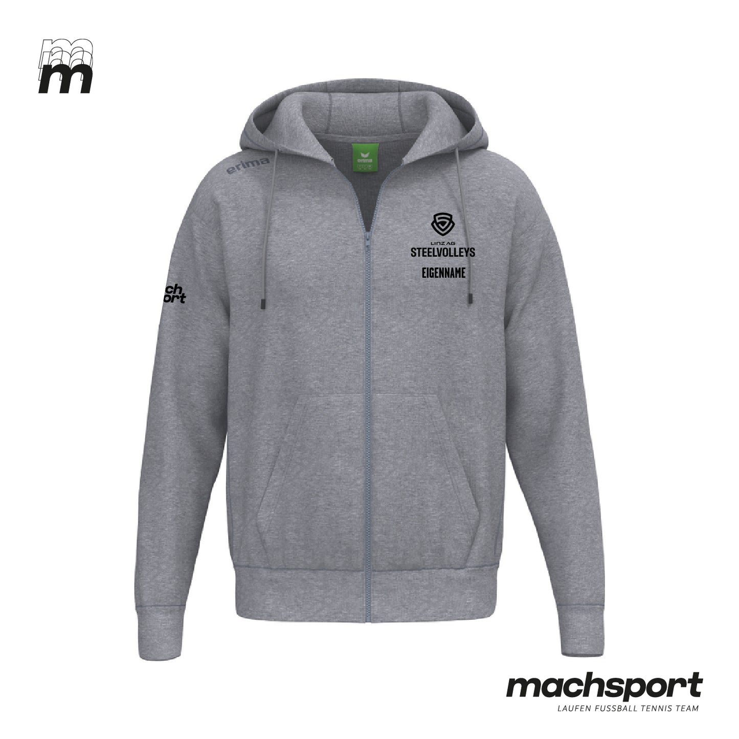 LINZ AG Steelvolleys Zip-Hoody grau - machsport