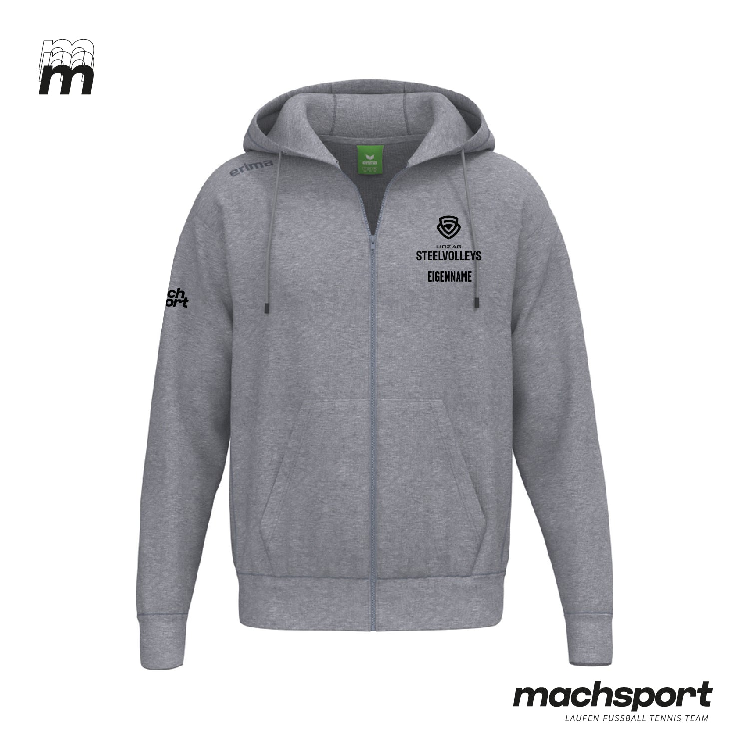 LINZ AG Steelvolleys Zip-Hoody grau - machsport – Bild 