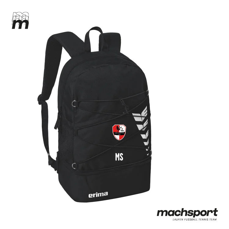 Erima Teamsport Rucksack mit LSC Linz Logo, geeignet für Sport und Freizeit, in schwarzer Farbe, mit verstellbaren Trageriemen