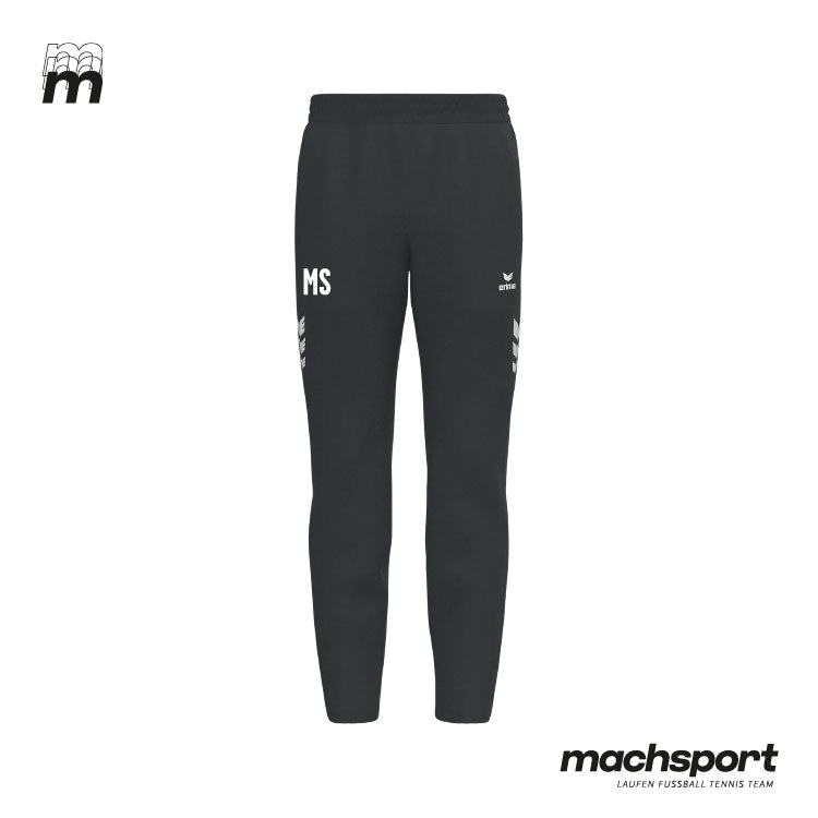 Schwarze Erima LSC Linz Teamsport Trainingshose aus atmungsaktivem Material mit elastischem Bund und Logo auf der Seite