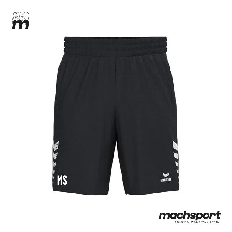 Linz Trainingsshorts von Erima für Teamsport, bequemer Sportschorts in blauer Farbe, liegt flach auf einem weißen Hintergrund – Bild 
