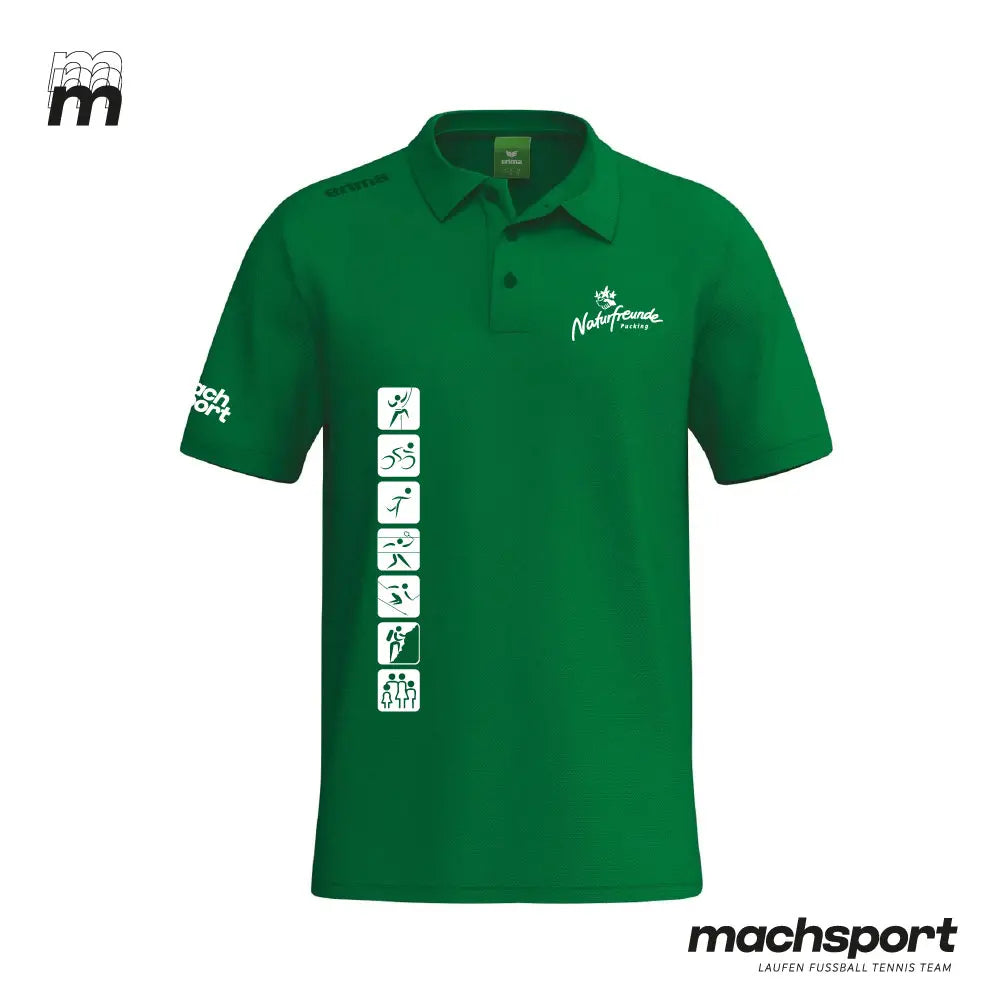 Naturfreunde Pucking Poloshirt von Erima, Teamsport, aus Baumwolle, hellblau mit Kragen und Logo, frontal sichtbar – Bild 