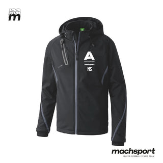 Erima Union HOVA Adlwang Softshelljacke für Teamsport, schwarze, atmungsaktive Softshelljacke mit Logo-Details, sportlich und bequem