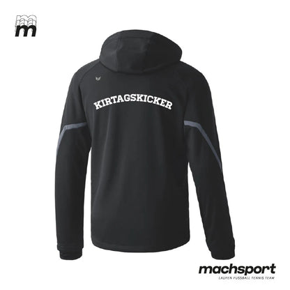 Erima Union HOVA Adlwang Softshelljacke für Teamsport, Rückansicht mit Reißverschluss und Kapuze, atmungsaktives Material