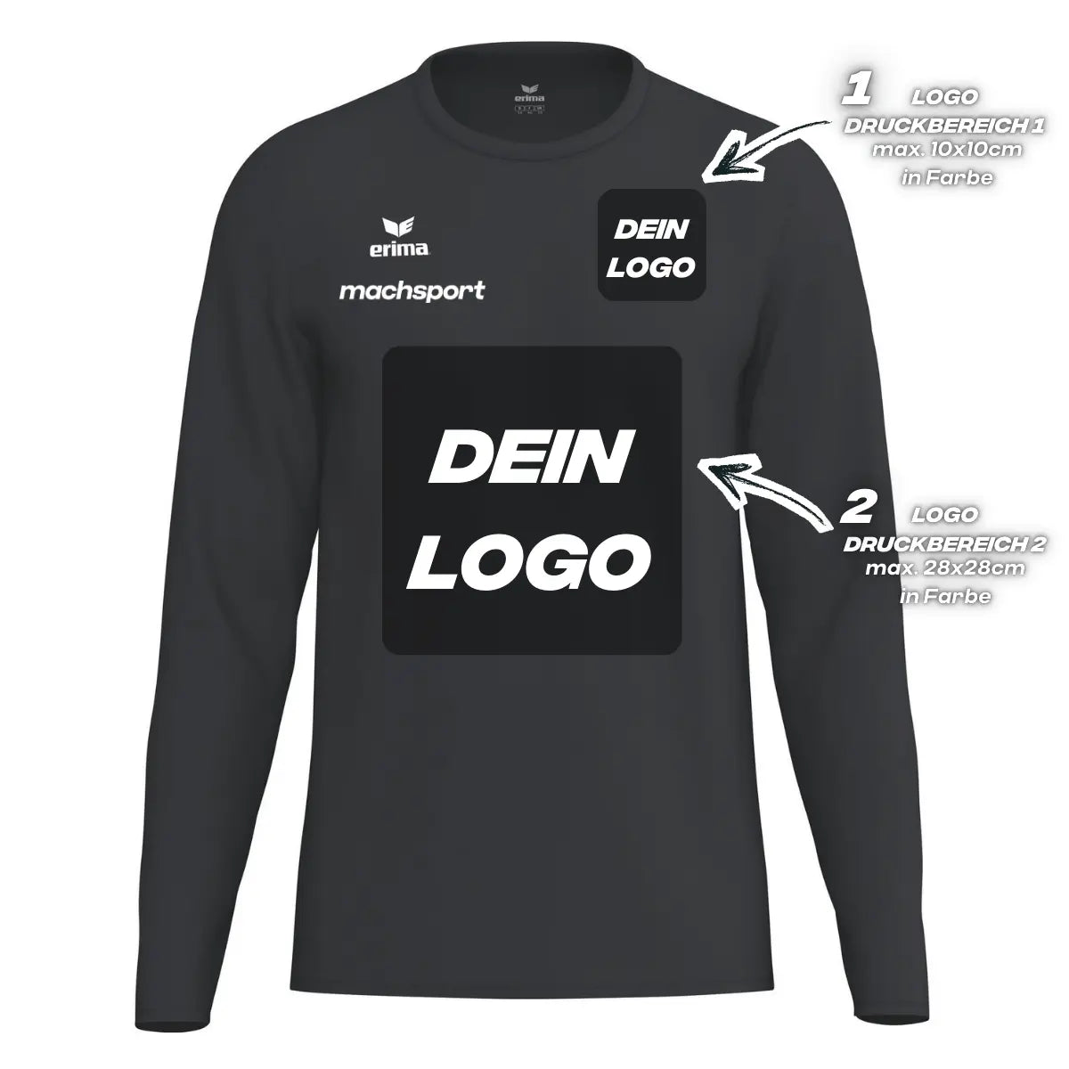 Erima Unisexlaufshirt Intro Funktionsteamshirt longsleeve, schwarz - machsport