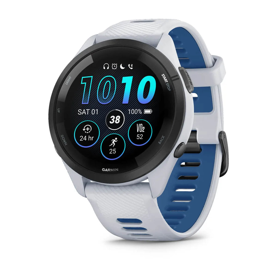 Garmin Forerunner 265 Weiss/Schwarz mit Schnellwechsel-Silikon-Armband - machsport