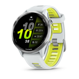 Garmin Forerunner 970 Steinweiss/Titanium Titan mit Silikon-Wechselarmband - machsport