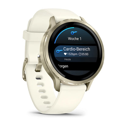 Garmin Venu® 4 - 41 mm Beige/Lunargold mit Schnellwechsel-Silikon-Armband 18 mm Bone - machsport