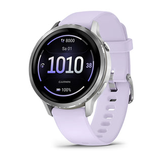 Garmin Venu® 4 - 41 mm Grau/Silber mit Schnellwechsel-Silikon-Armband 18 mm Lavendelblau - machsport