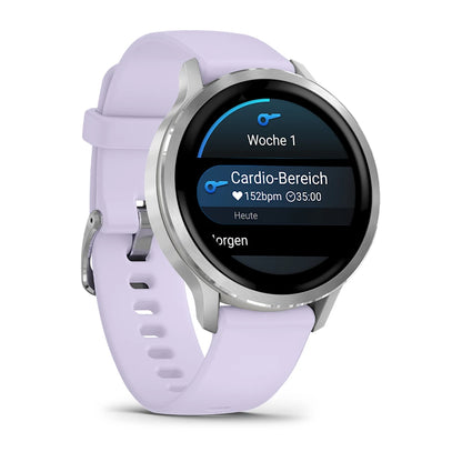 Garmin Venu® 4 - 41 mm Grau/Silber mit Schnellwechsel-Silikon-Armband 18 mm Lavendelblau - machsport