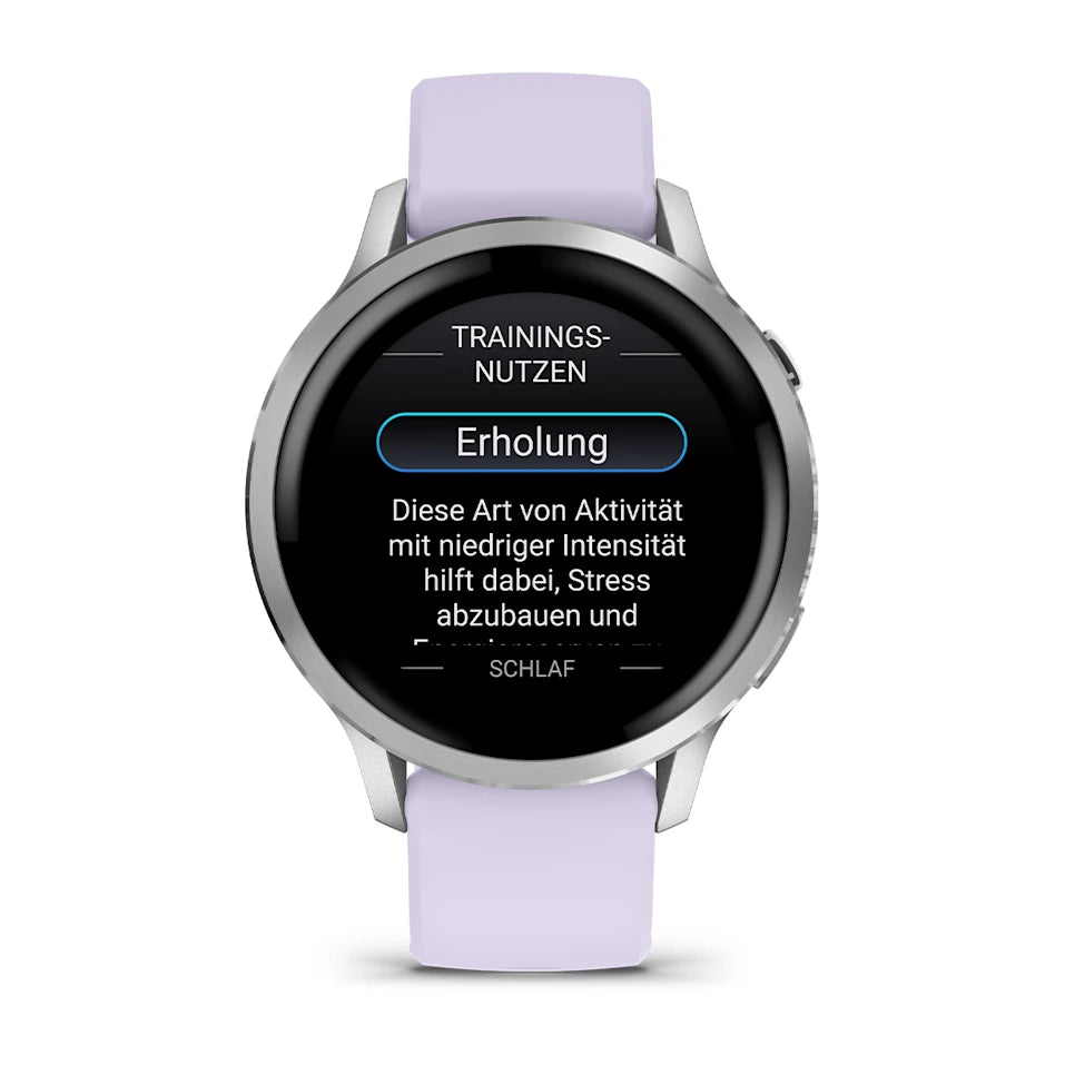 Garmin Venu® 4 - 41 mm Grau/Silber mit Schnellwechsel-Silikon-Armband 18 mm Lavendelblau - machsport