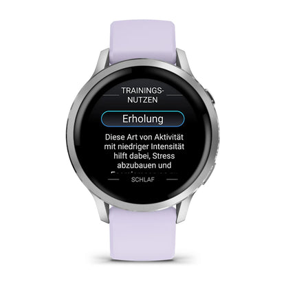 Garmin Venu® 4 - 41 mm Grau/Silber mit Schnellwechsel-Silikon-Armband 18 mm Lavendelblau - machsport