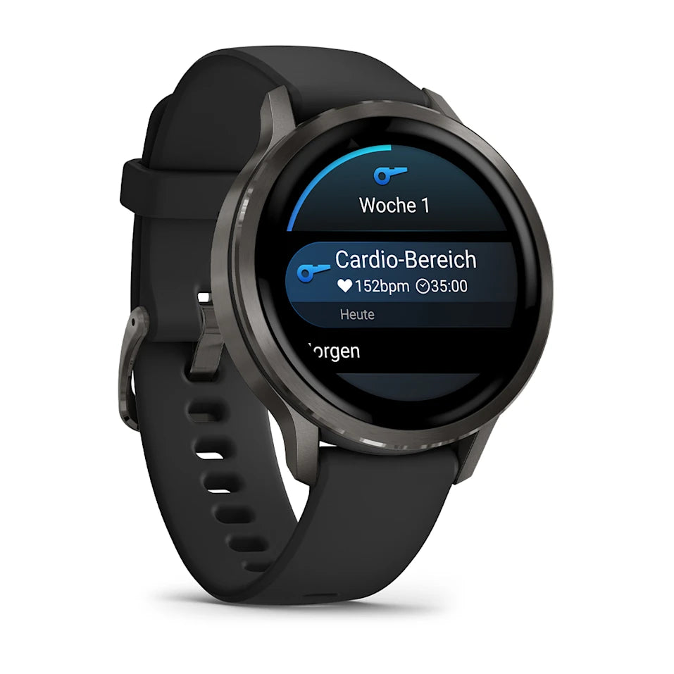 Garmin Venu® 4 - 41 mm Schwarz/Schiefergrau mit Schnellwechsel-Silikon-Armband 18 mm - machsport – Bild 