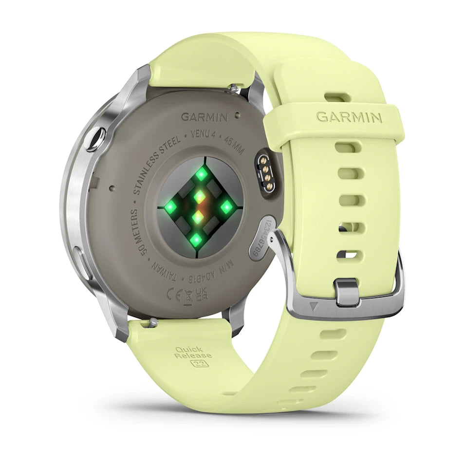 Garmin Venu® 4 - 45 mm Grau/Silber mit Schnellwechsel-Silikon-Armband 22 mm Zitrone - machsport
