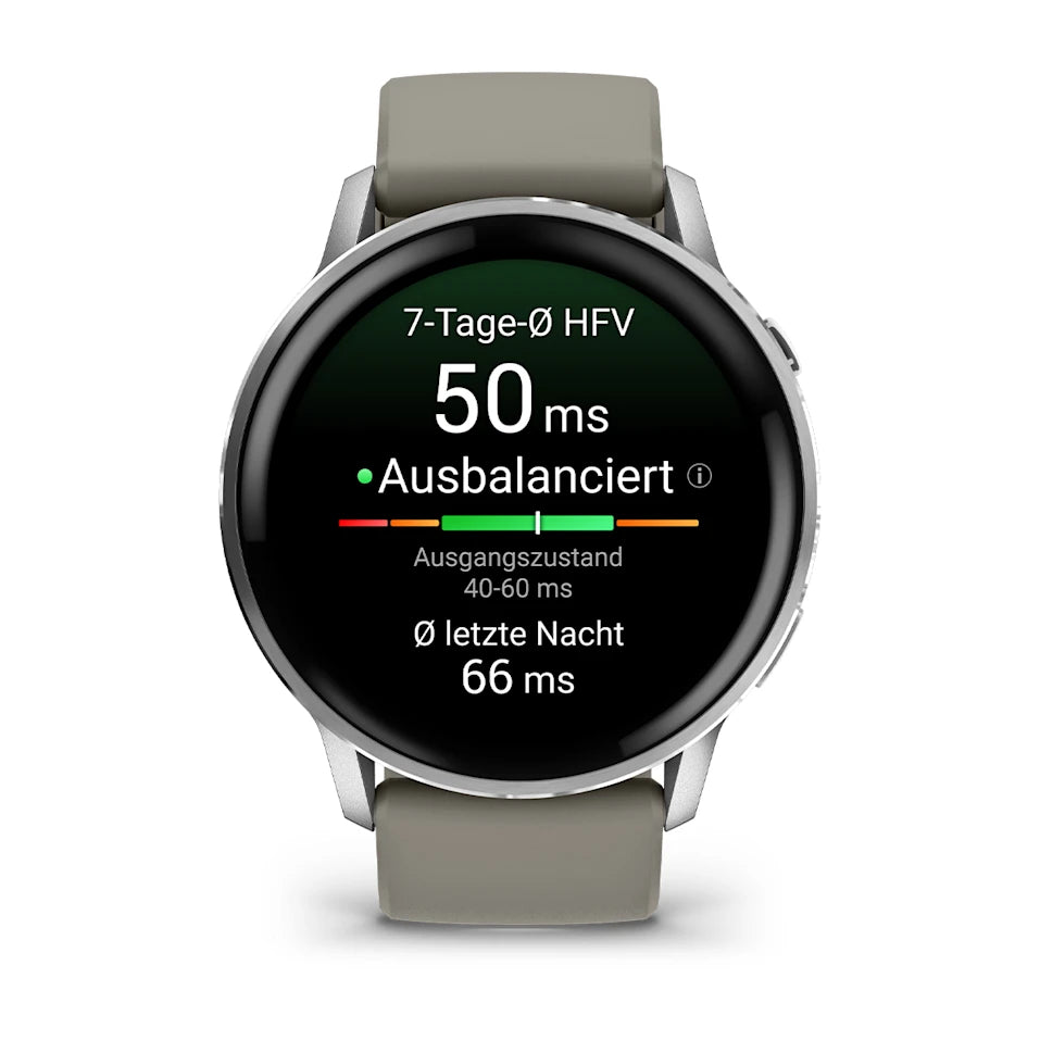 Garmin Venu® 4 - 45 mm Schwarz/Silber mit Schnellwechsel-Silikon-Armband 22 mm Grau - machsport
