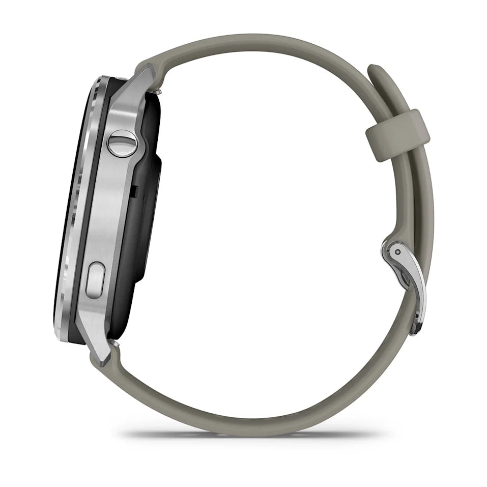 Garmin Venu® 4 - 45 mm Schwarz/Silber mit Schnellwechsel-Silikon-Armband 22 mm Grau - machsport – Bild 