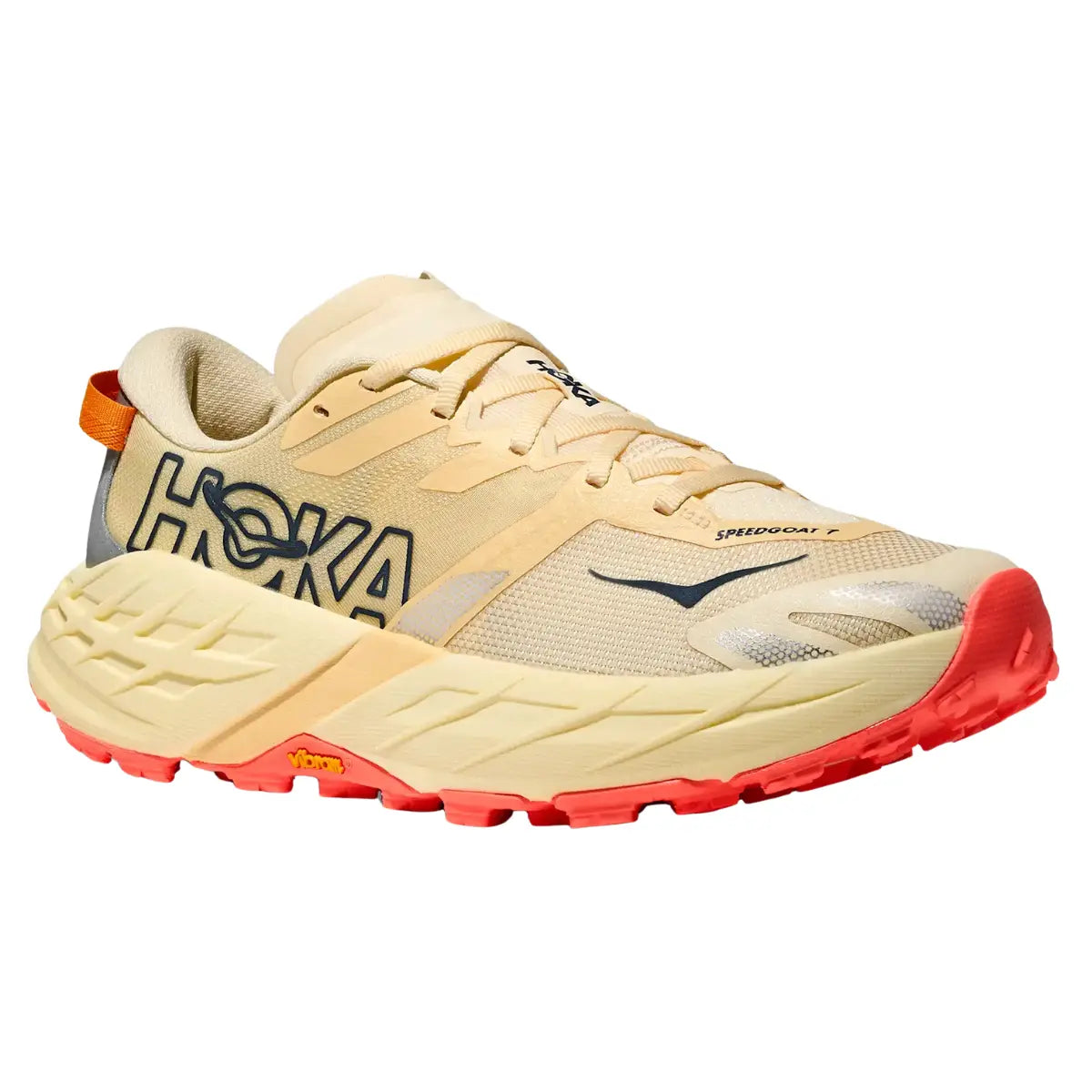 Hoka Damenlaufschuhe Speedgoat 7, Trailrunning-Schuhe für lange Trails mit Vibram , vintage yellow - machsport