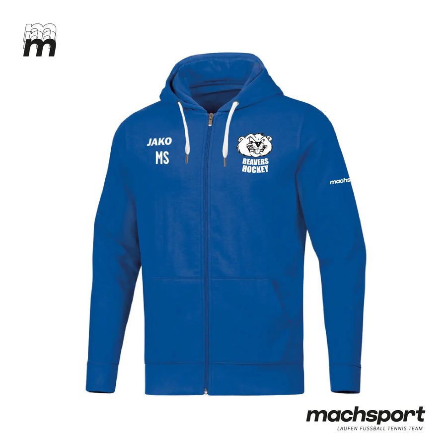 Beavers Hockey Basic Kapuzenjacke von Jako, Teamsport, graue Kapuzenjacke mit Logo, weiche Baumwollmischung, sportliches Design