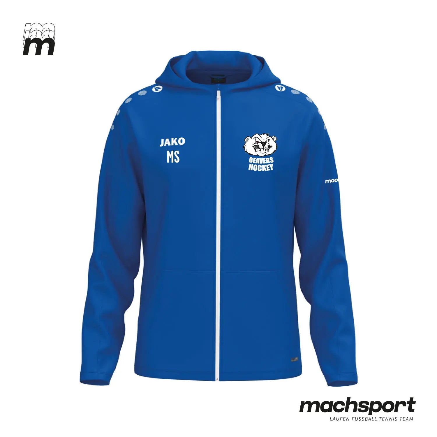Beavers Hockey Trainingsjacke mit Kapuze von Jako, Teamsport, schwarze Jacke mit Logo und Kapuzenverschluss, sportliches Design – Bild 