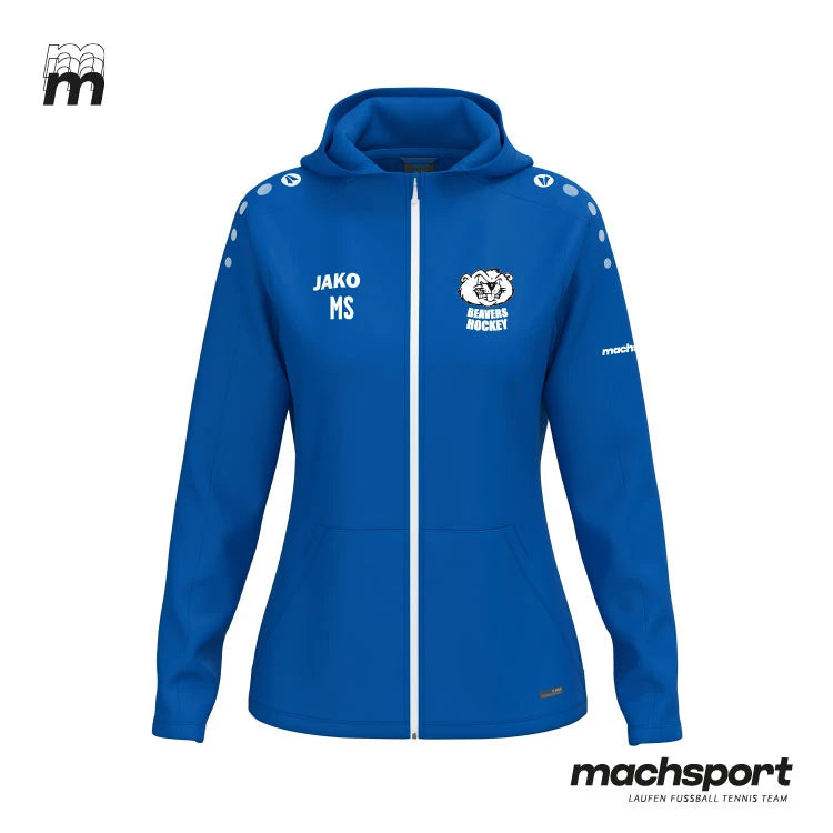 Jako Damen Beavers Hockey Trainingsjacke mit Kapuze, Teamsport, weiches Material, ideal für Training und Freizeit.