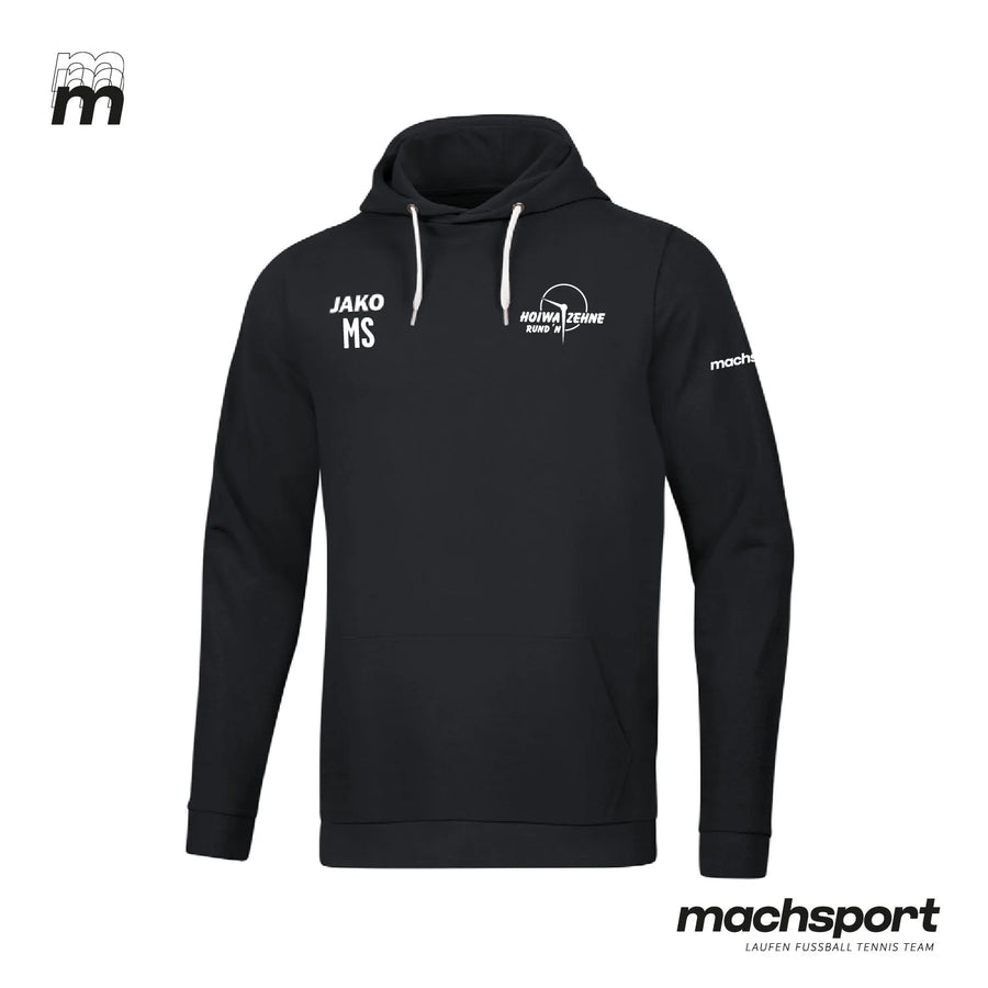 Jako Hoiwa Zehne Rund'n Basic Hoodie, Teamsport Kapuzenpullover in schwarzer Farbe mit Logo-Designs, sportliche Casual-Bekleidung
