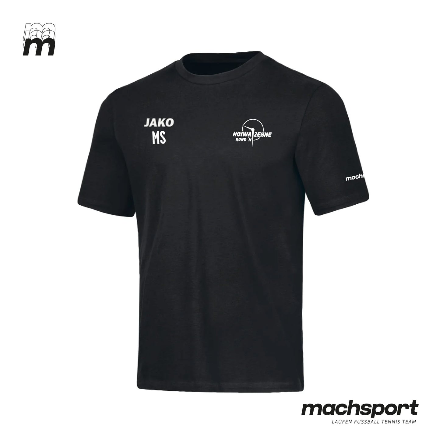 Jako Hoiwa Zehne Rund'n Freizeitshirt, Teamsport, bequemes schwarzes T-Shirt mit Rundhalsausschnitt, sportliches Design