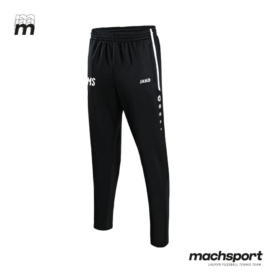 Jako Hoiwa Zehne Rund'n Teamsport Trainingshose in schwarz mit elastischem Bund und Logo-Print vorne.