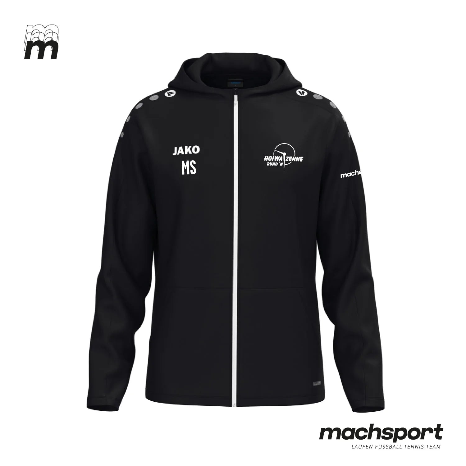 Jako Hoiwa Zehne Rund'n Trainingsjacke mit Kapuze, Teamsport, schwarze Jacke mit Logo und bequemer Passform, sportlich und funktional – Bild 