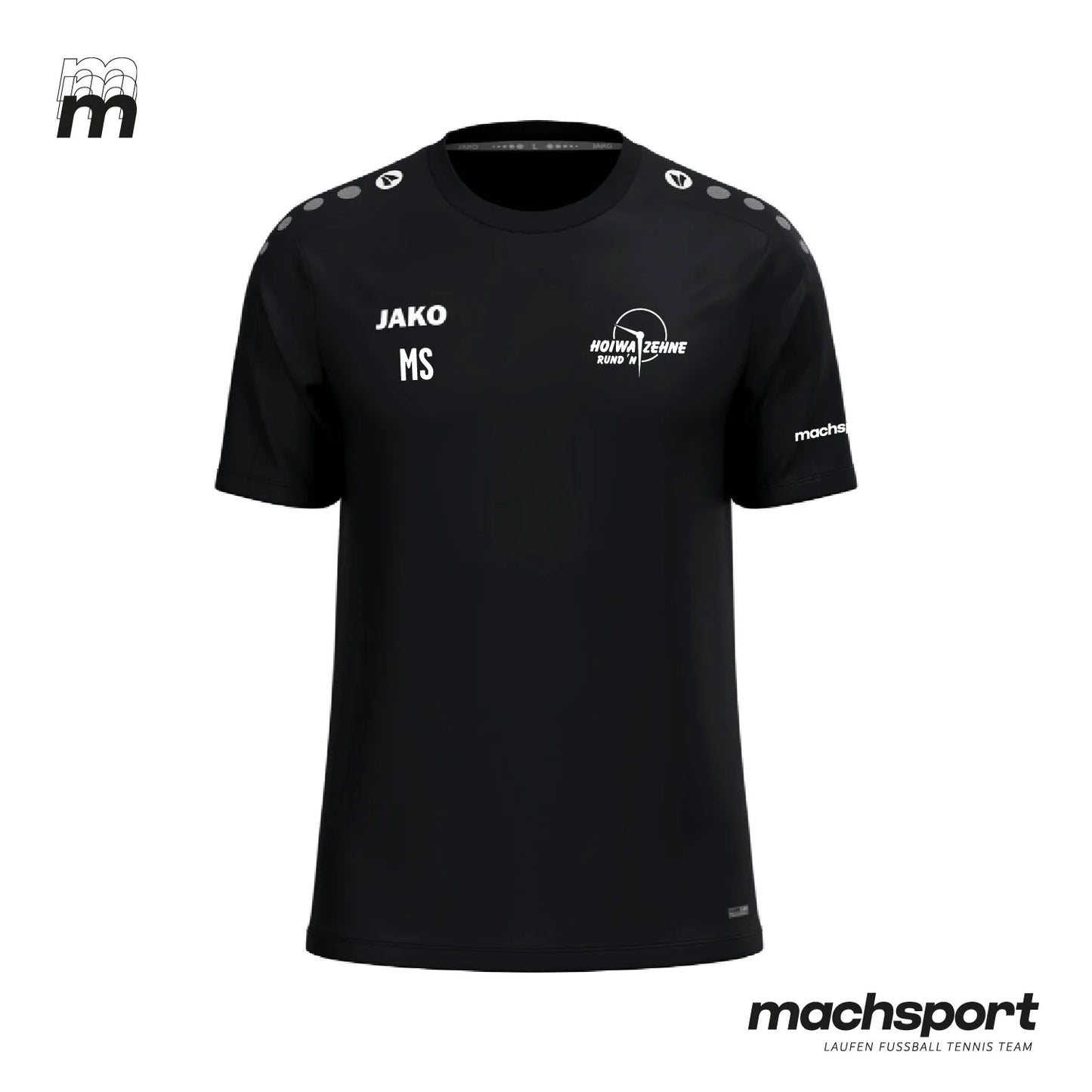 Schwarzes Hoiwa Zehne Rund'n Trainingsshirt von Jako für Teamsport, aus weichem Material, mit Rundhalsausschnitt.
