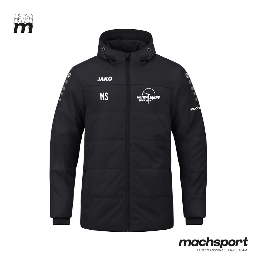 Jako Hoiwa Zehne Rund'n Teamsport Winterjacke in dunklem Design, mit Reißverschluss und sportlichem Schnitt.