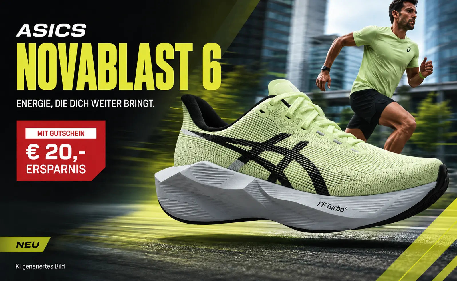 Asics Herrenlaufschuhe Novablast 6, Illuminate Yellow/Black