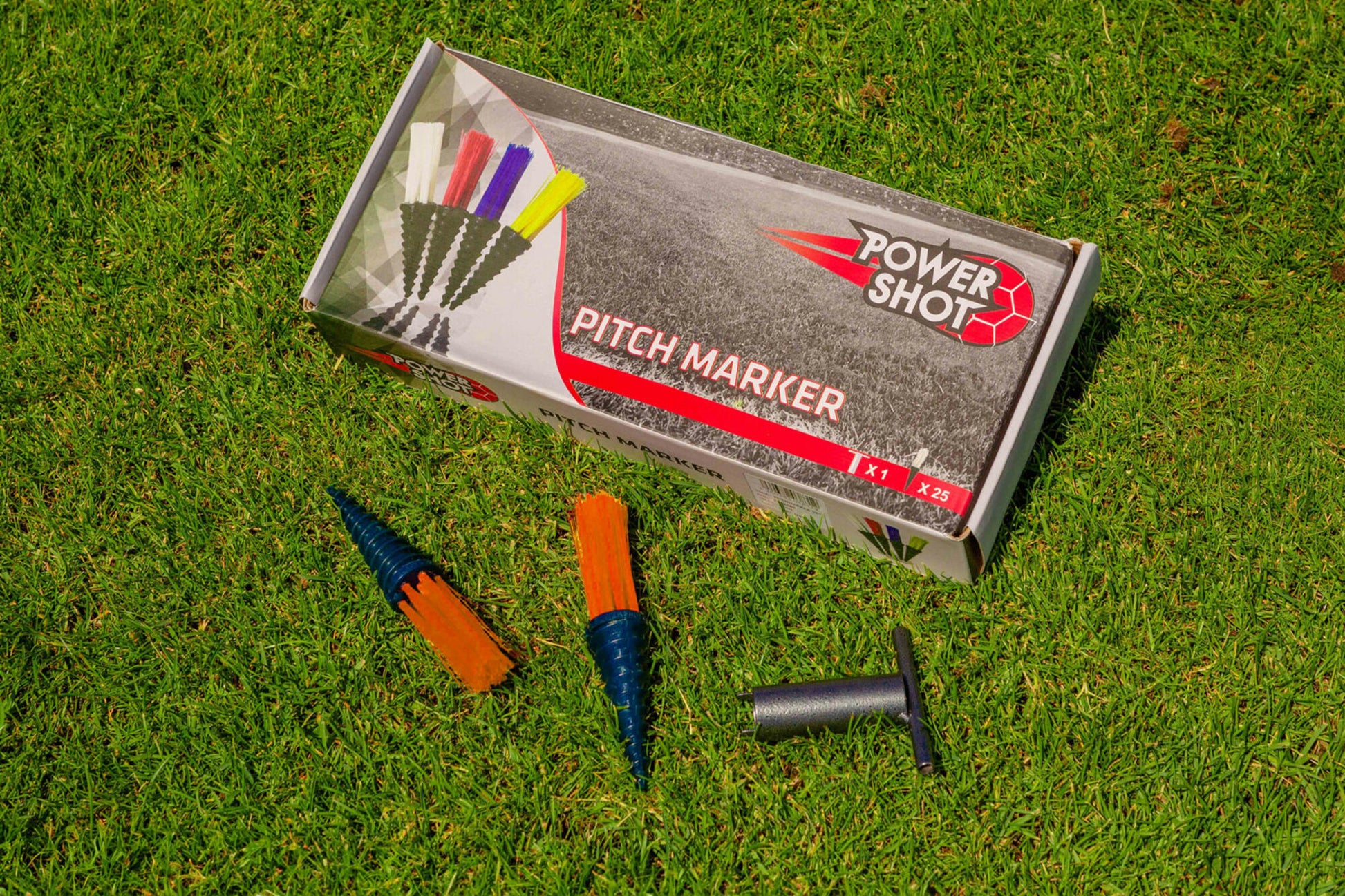 Powershot PITCHMARKER Markierungshilfe - 25er Set + Eintriebshilfe - machsport – Bild 